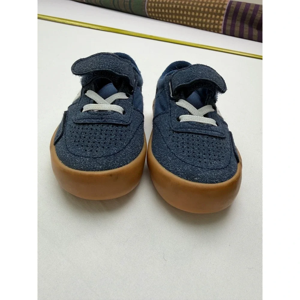 US Sports Skate Toddler Boys Navy Blue Gum Sole Sneakers Size 5 Hook Loop Strap